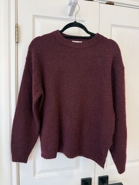 H&M Mama Burgundy Soft Knit Crewneck Maternity Sweater Size XS